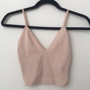 Sporty ribbed blush nude pink crop top